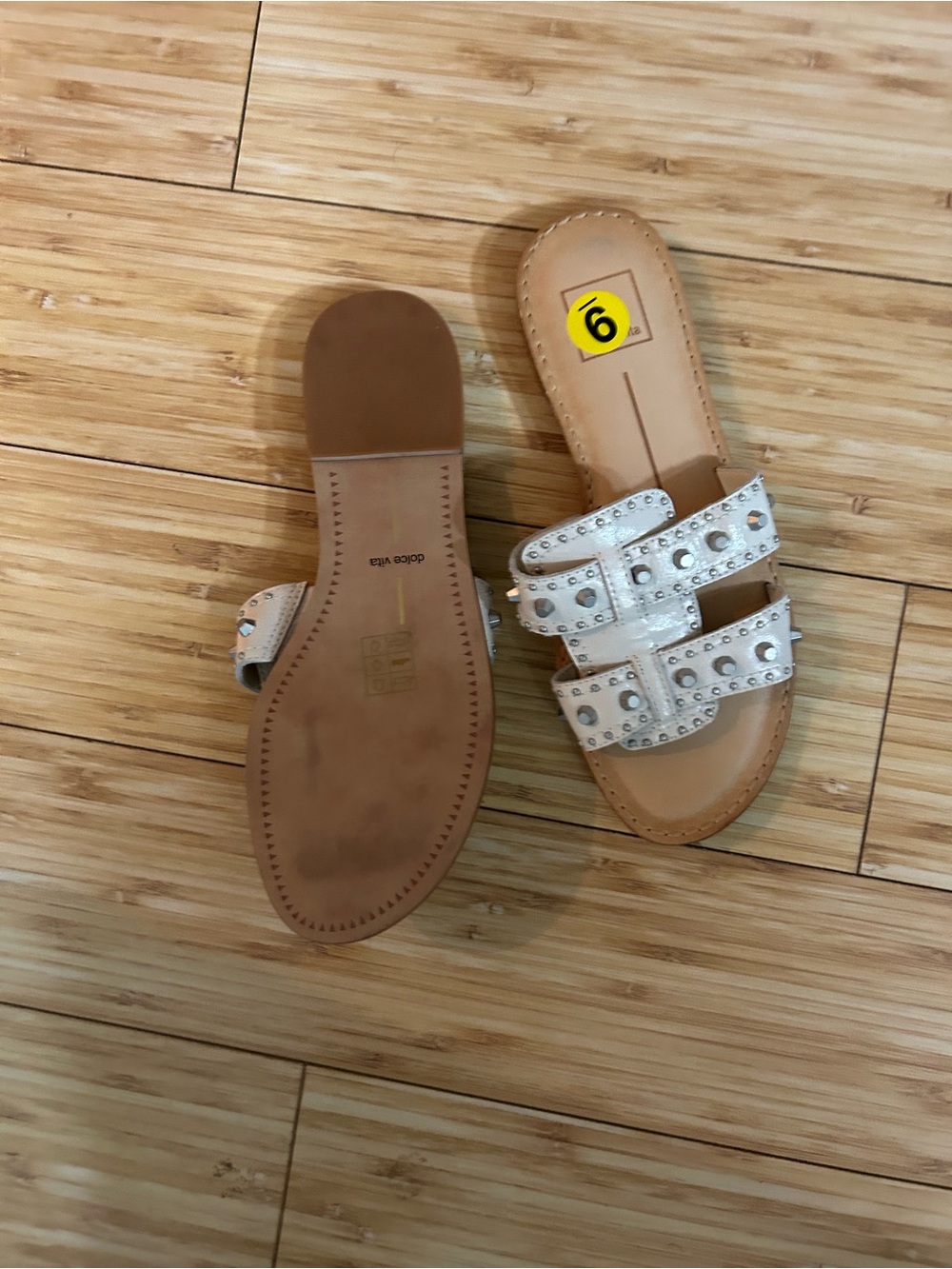 Dolce Vita White Leather Slide Sandals - Women's - Picture 5 of 6